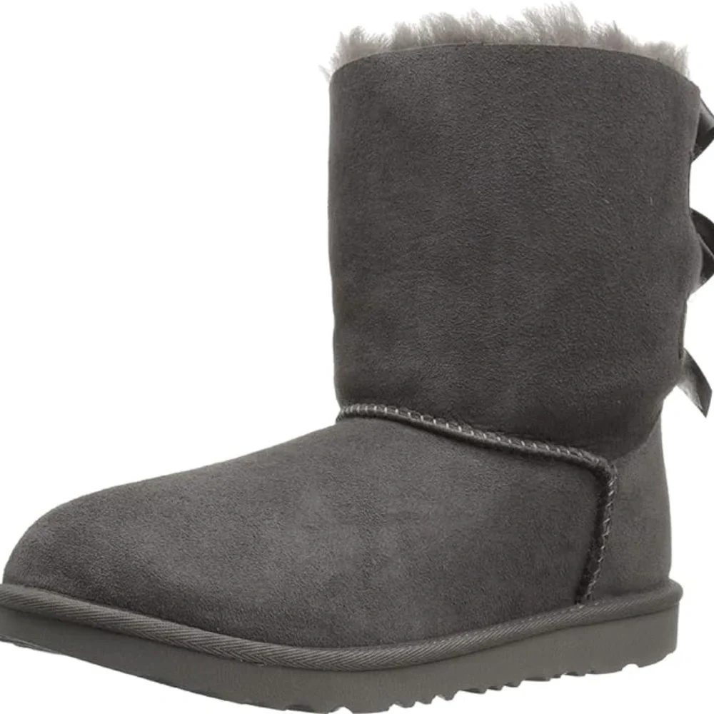 UGG Kids Girls Bailey Bow II Grey Shearling Boots Sz US 1Kid, EU 32.5, New w/Box